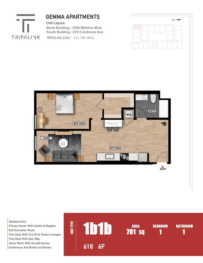 Floor Plan - Studio - 791 sqft