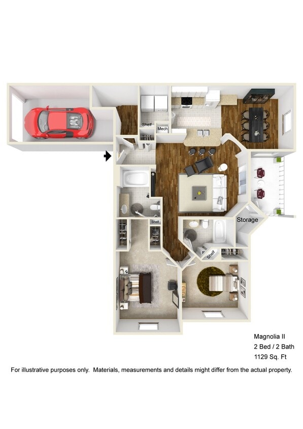 Villas at Gateway - Magnolia II - 2 Beds - 2 Baths - 1129 Sq. ft. - Magnolia II
