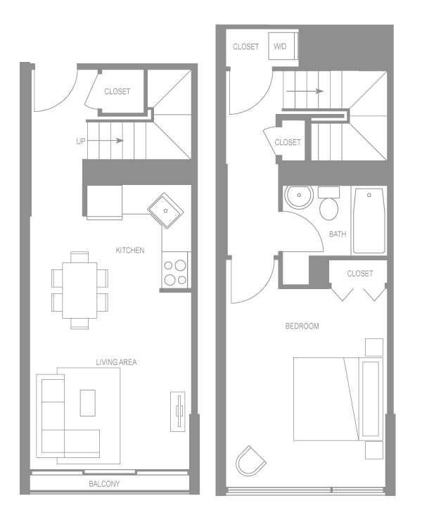 Floor Plan - Erbe One Bedroom Up B