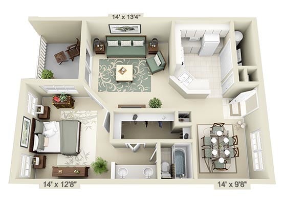 Floor Plan - 1 Bedroom