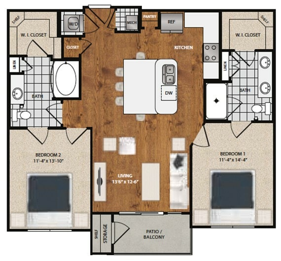 VIOLET.jpg - B1 - Violet - 2 Bedroom 2 Bathroom