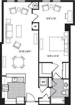 1X floor plan The Clarendon - 1X