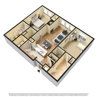 Floor Plan - 2 bedroom 2 bath, 1122 sq ft