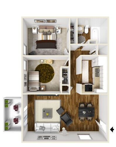 Floor Plan - B1 2x1 Renovated