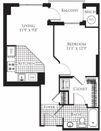 Floor Plan - 1 Bedroom- 620