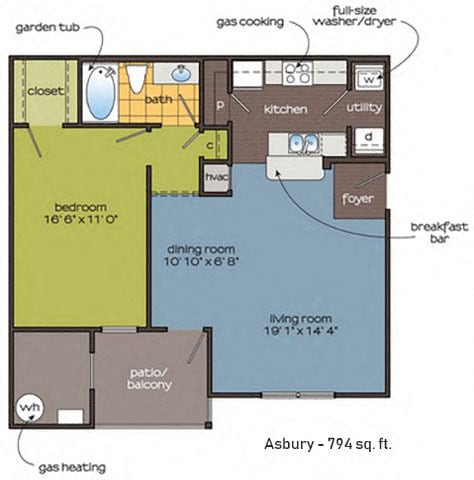 Floor Plan - One Bedroom, One Bathroom Simply Modern