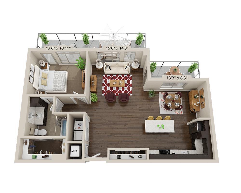 Floor Plan - One Bedroom A1W