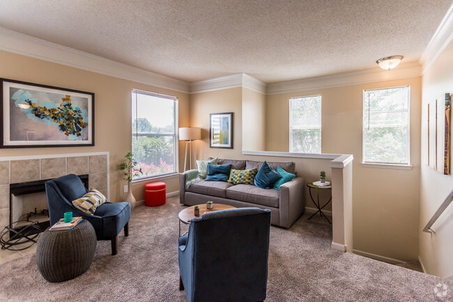 Fireplace & Living Room Seated Area | Apartments in Memphis TN | Waterford Place Apartments - Waterford Place Apartment Homes