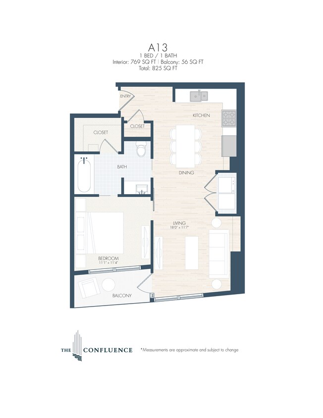 Floor Plan - A13 | Tower 1 Bedroom
