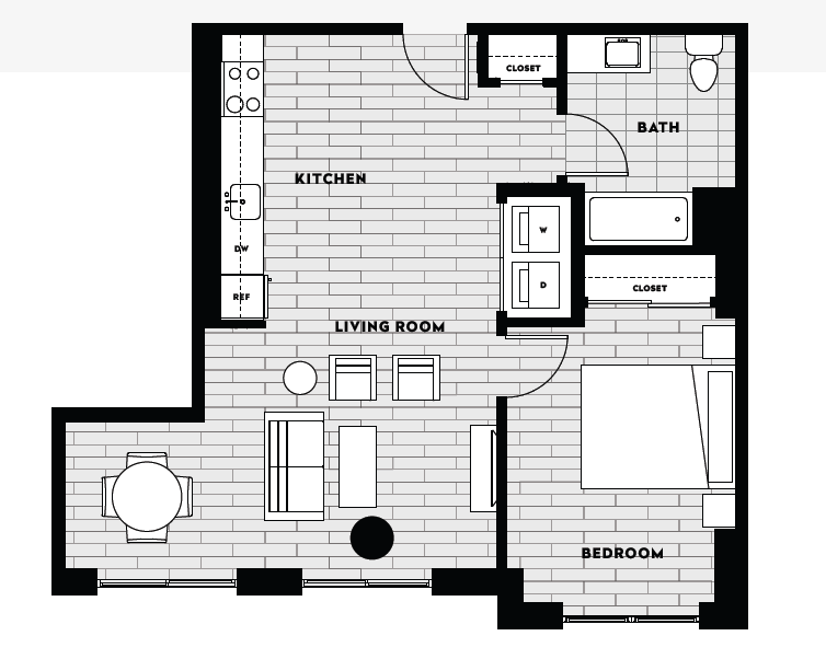 Floor Plan - 1 Bed/1 Bath A4