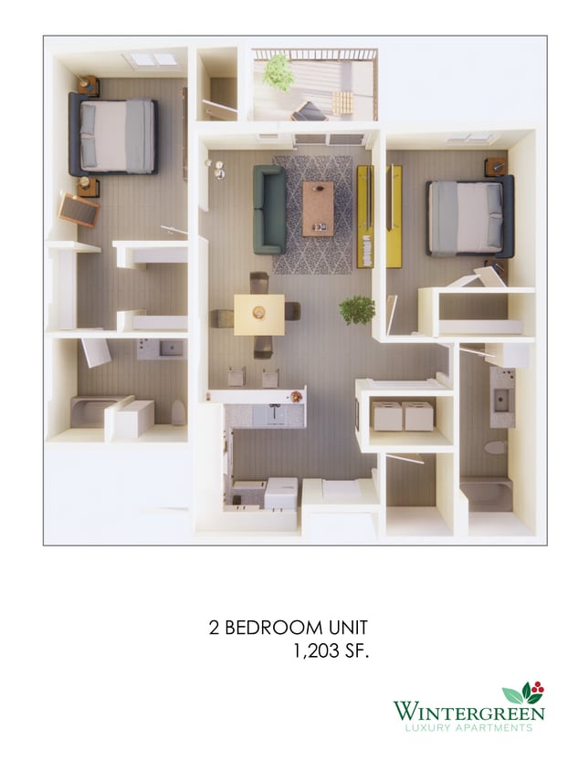 Floor Plan - 2 Bedrooms, 2 Bathrooms