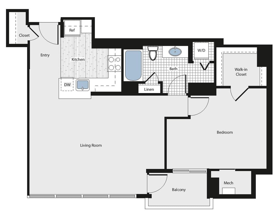 Floor Plan - 1 Bed/1 Bath - aa6