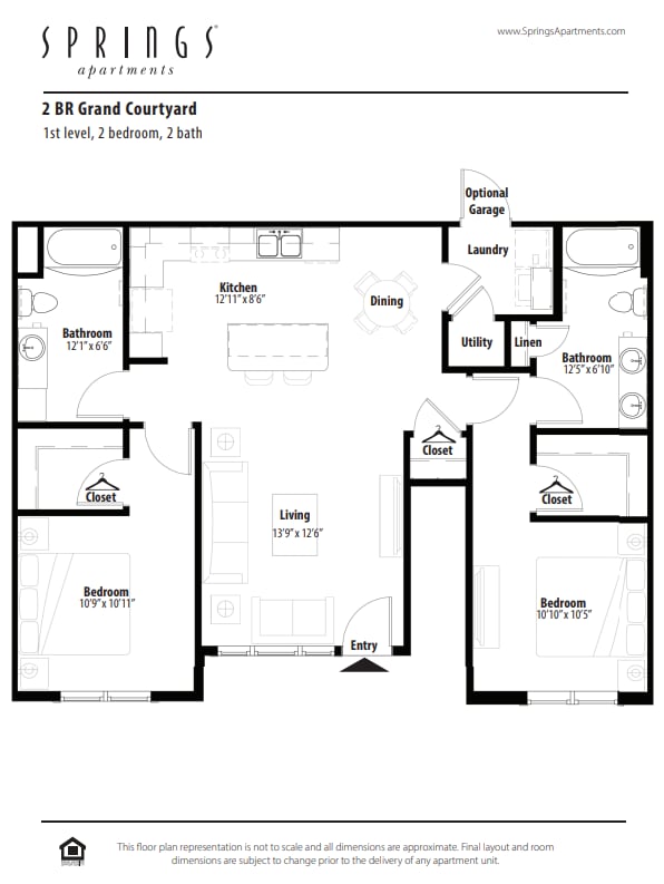 Floor Plan - 2 BR Grand Courtyard Garage