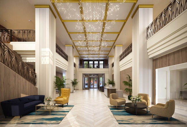 Lobby with Italian Glass Fixture - Hampden House