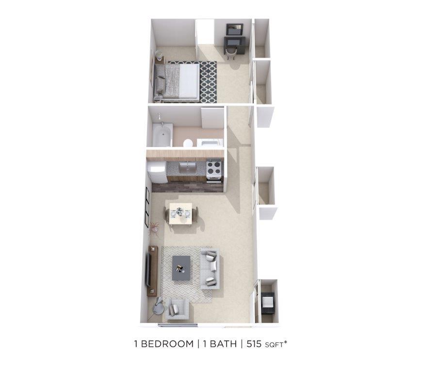 Floor Plan - One Bedroom - 515 sqft