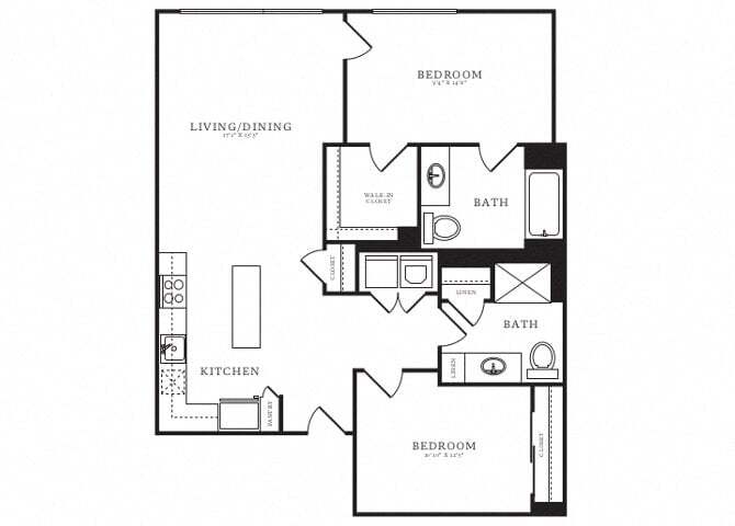 Floor Plan - Jr 2 Bed/2 Bath-C1