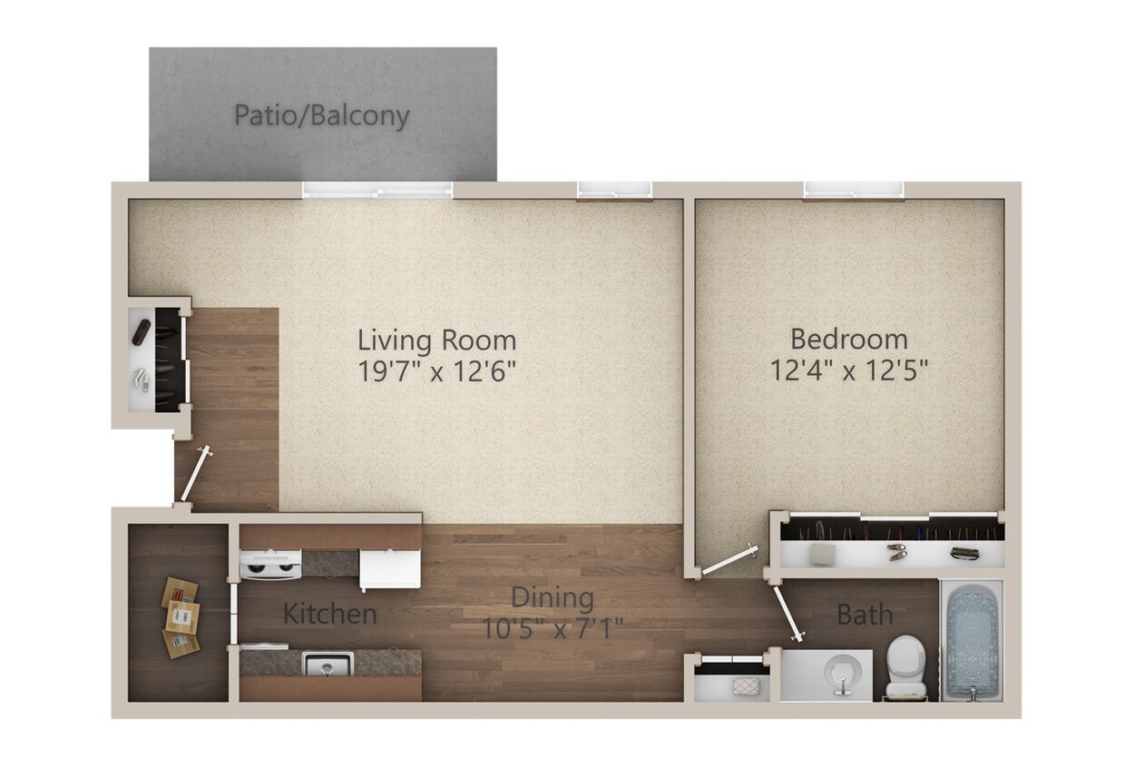 Floor Plan - 1 Bedroom (700 sq ft)