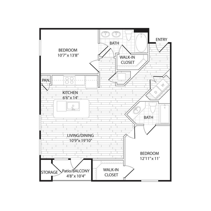 Floor Plan - B4B - Two Bedroom