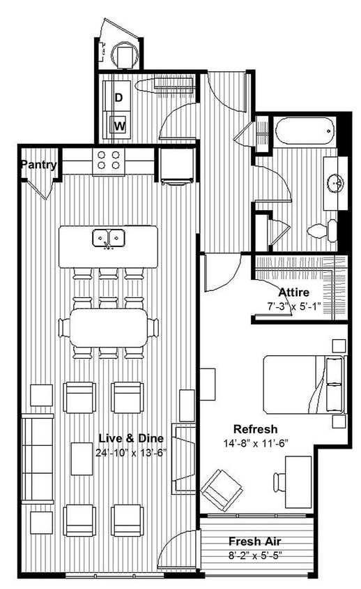 Refined 1 BR + Balcony, Spa Tub, Gas Cooking - Refined 1 BR + Balcony, Spa Tub, Gas Cooking