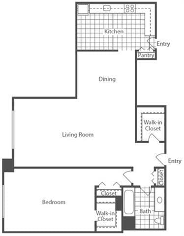 Floor Plan - 1 Bedroom, 1 Bath 916 SF A6