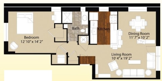 Marlee-2 - 1 Bed, 1 Bath 900 SF, 11a