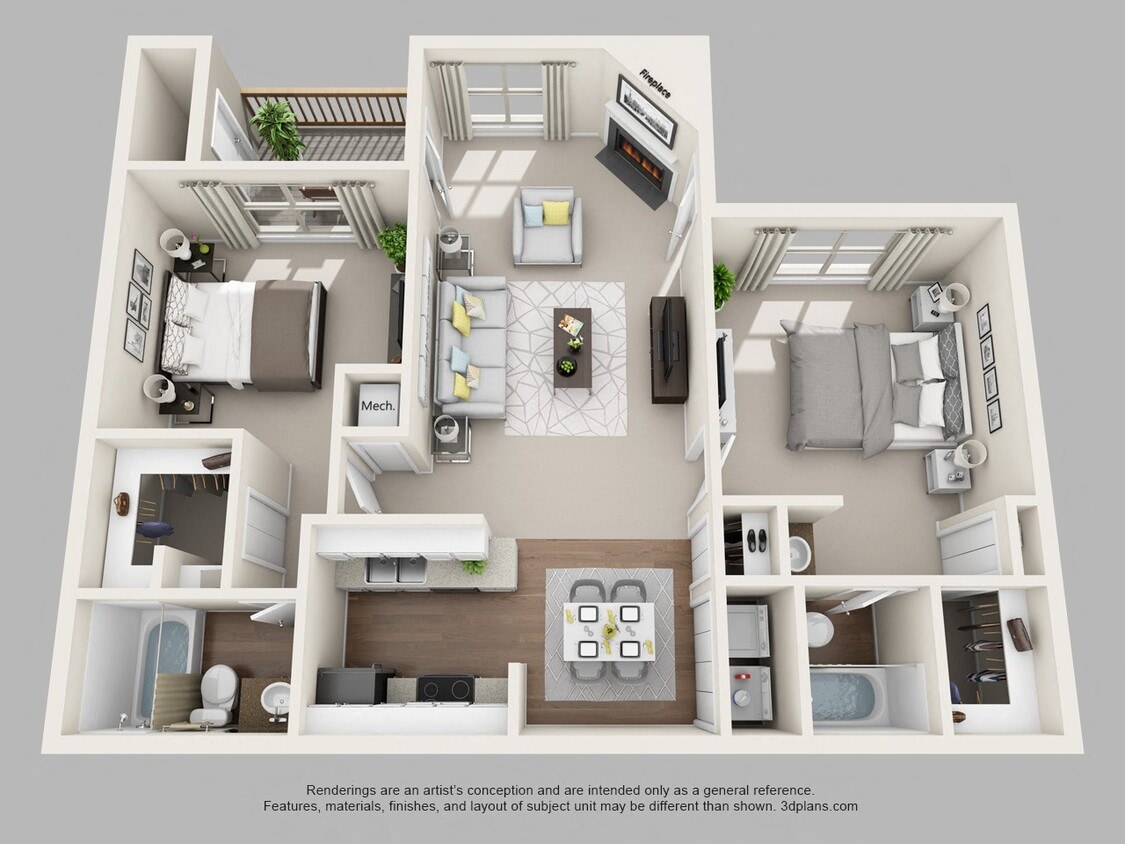 Floor Plan - 2 Bed 2 Bath - Buck Reno