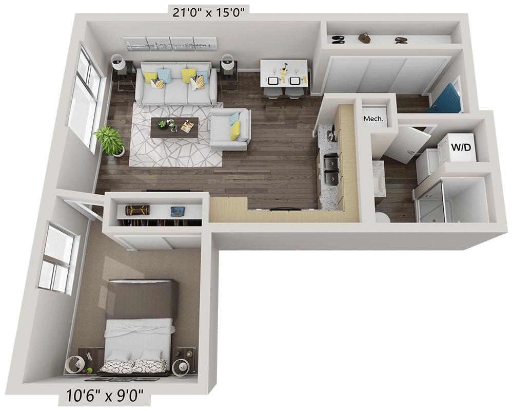 Floor Plan - One Bedroom A1M