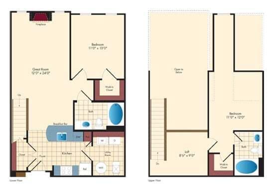 Floor Plan - 2 Bed/2 Bath Two Story