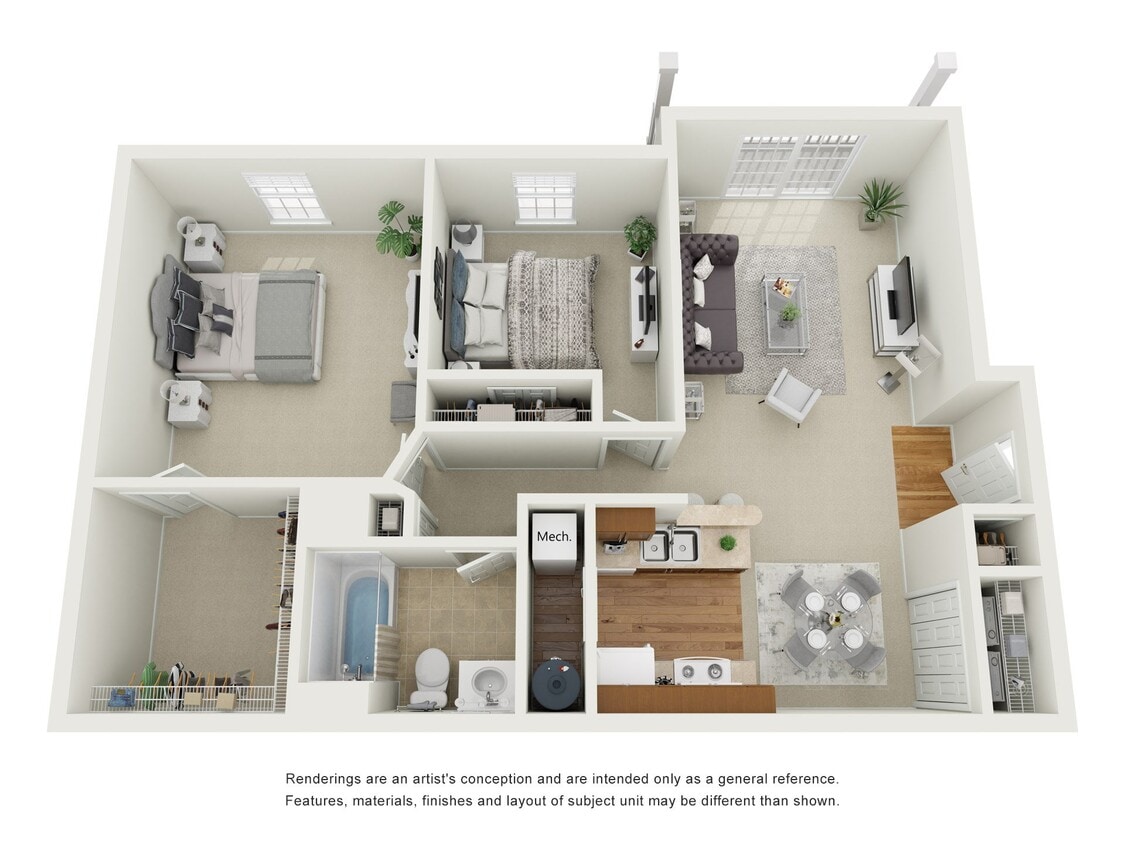 Floor Plan - Two Bed, One Bath A