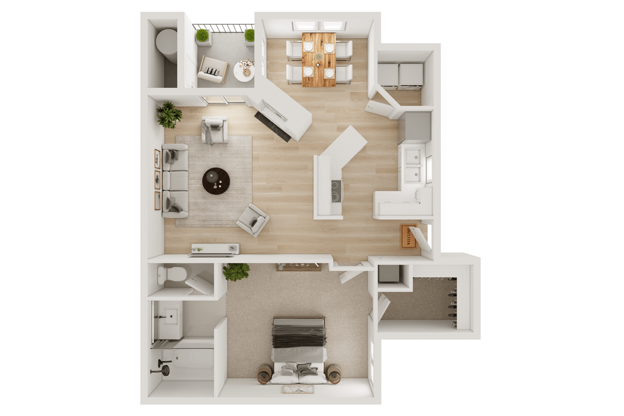Floor Plan - 1 Bed 1 Bath