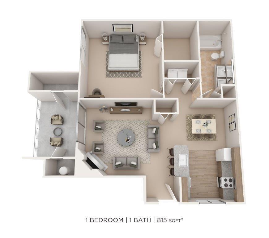 Floor Plan - One Bedroom - 815 sqft