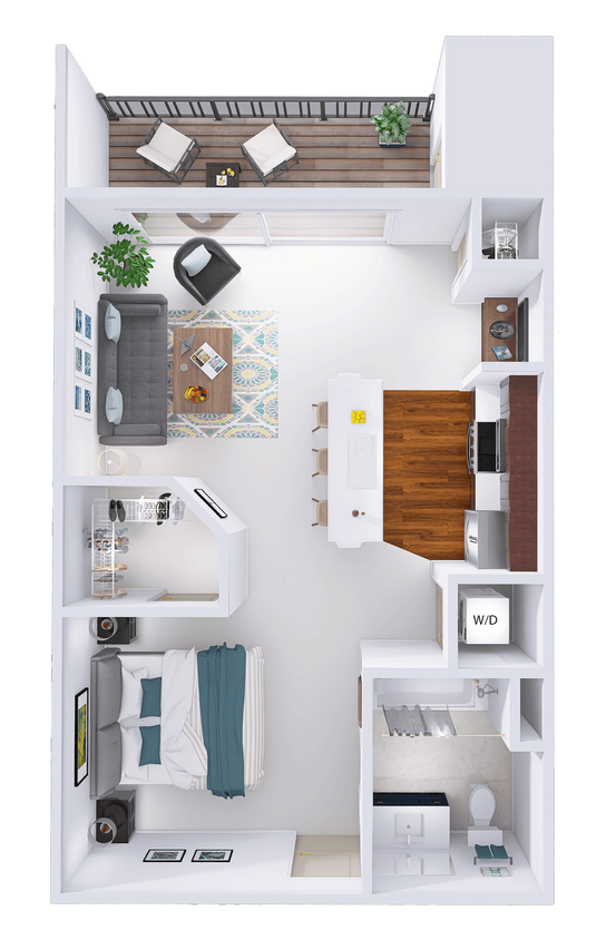 Floor Plan - WestTown - A2 - Studio - 1 Bath