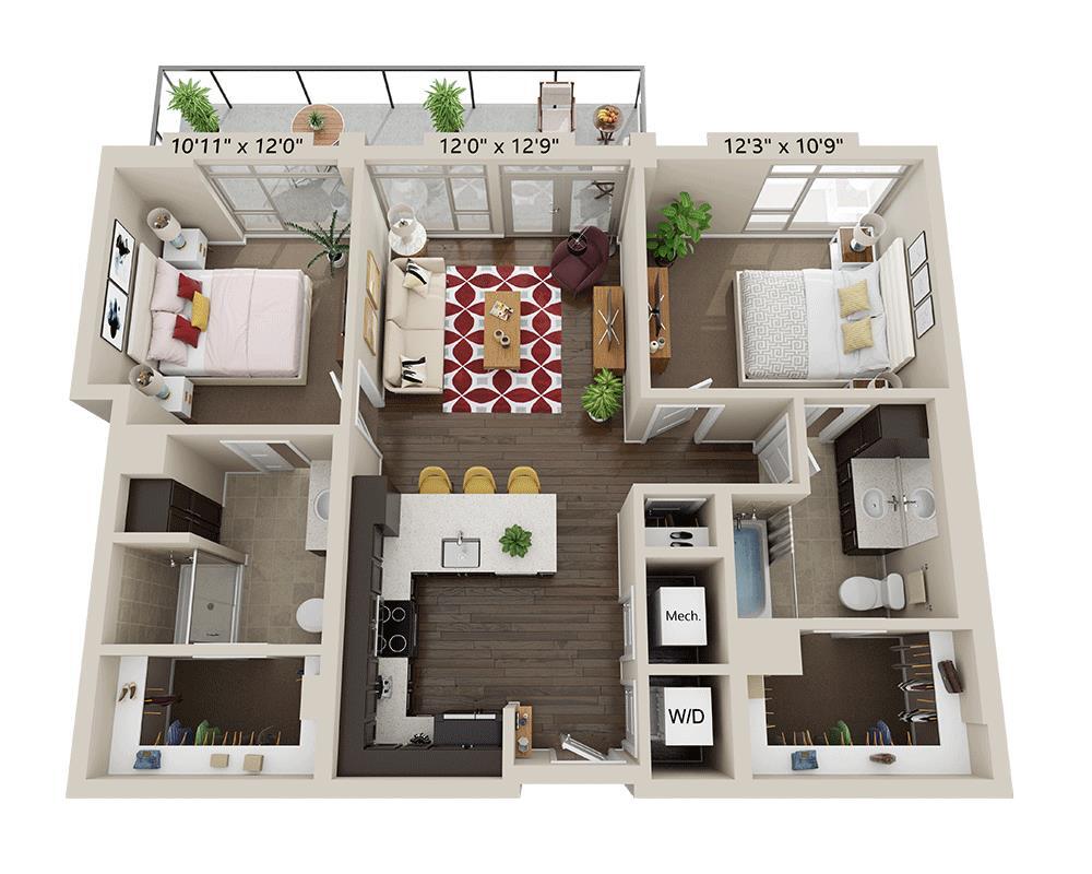 Floor Plan - Two Bedroom B2A