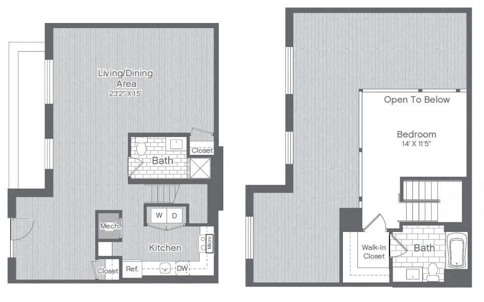 Floor Plan - 1 Bed/1 Bath Loft-LW-2