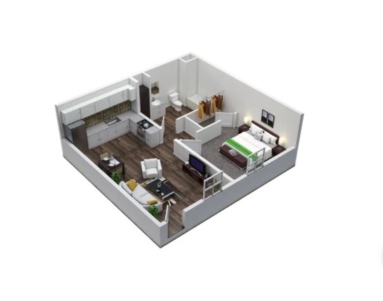 Floor Plan - 1 Bedroom, 1 Bathroom