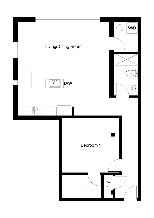Floor Plan #207/307 - 1 bed 1 bath