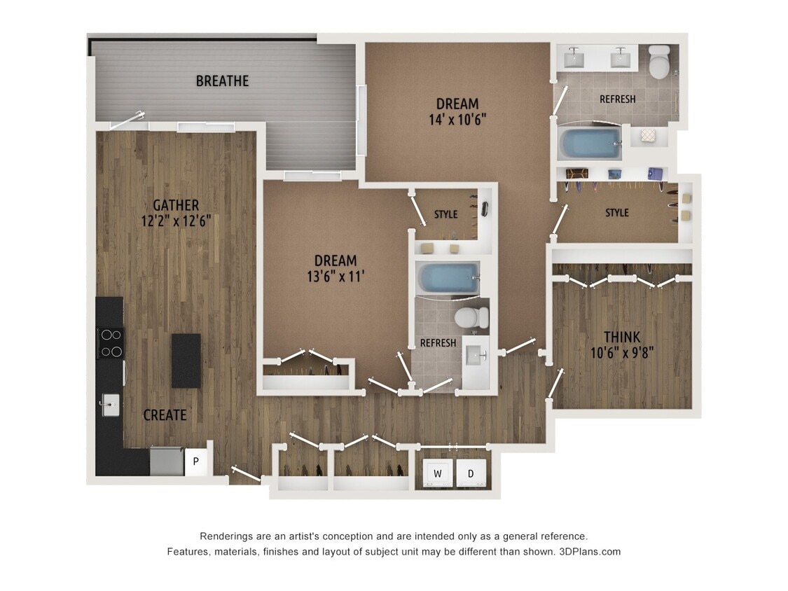 Floor Plan - Two Bed Den E3