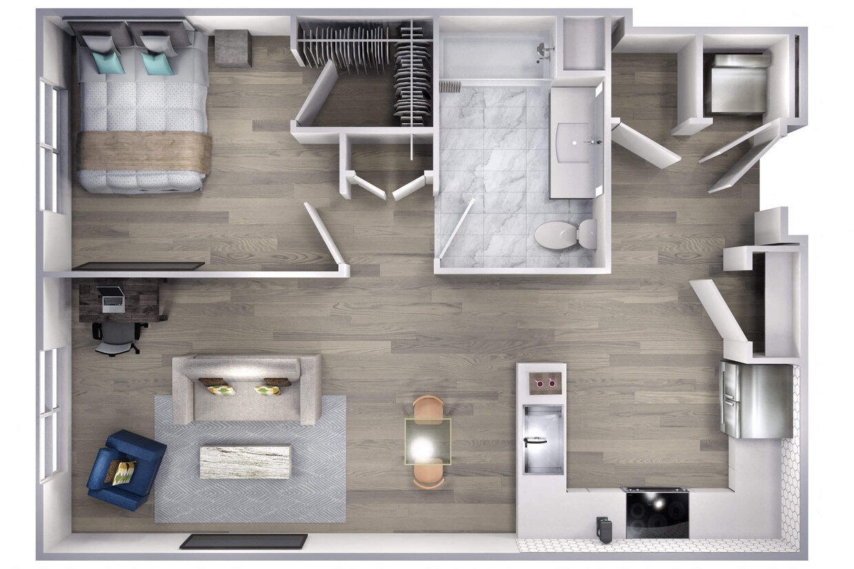 Floor Plan - Avenue F | 1 Bed/1 Bath-A7