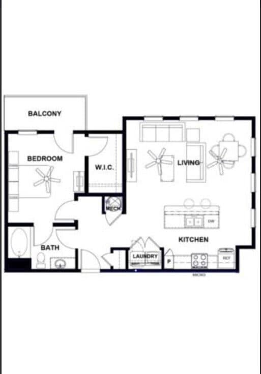 Floor Plan - A6 871sf 1/1