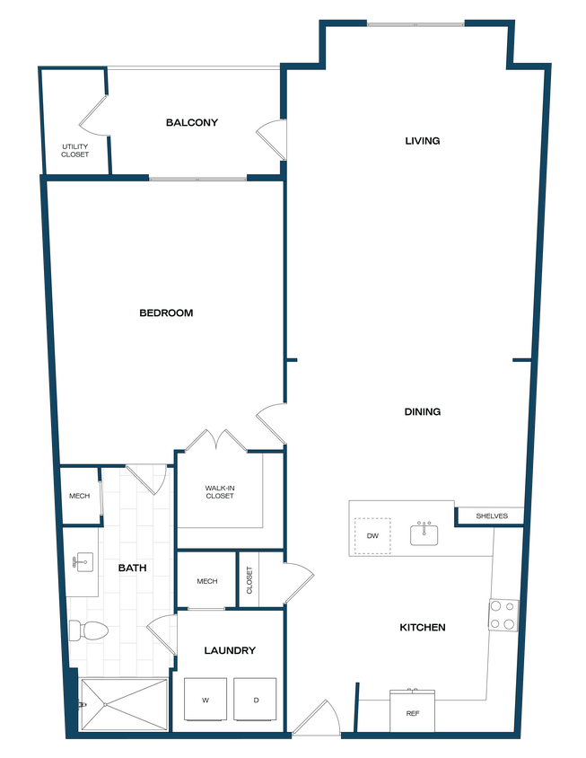 Floor Plan - 1 Bed/1 Bath-A2