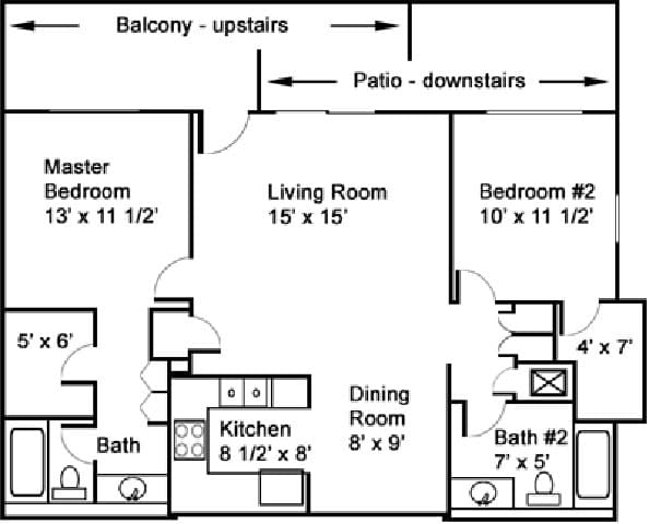 Floor Plan - Two Bedroom Two Bath