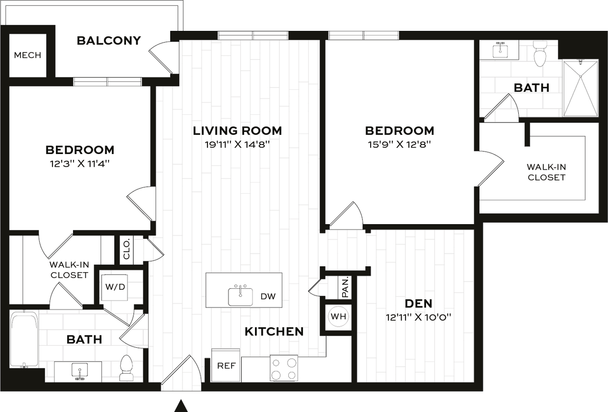 Floor Plan - 2 Bed/2 Bath Den-G