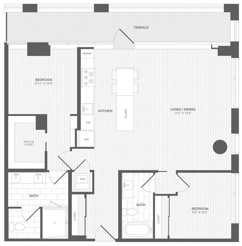 Floor Plan - 2 Bed/2 Bath-B7_Intersect at O