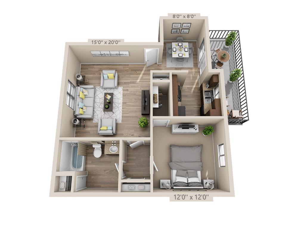 Floor Plan - One Bedroom A1AW