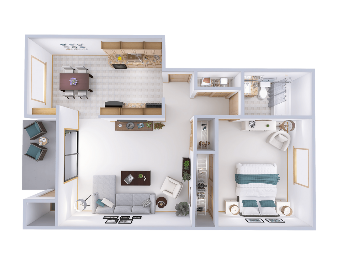 Floor Plan - Garden - 1 Bed, 1 Bath