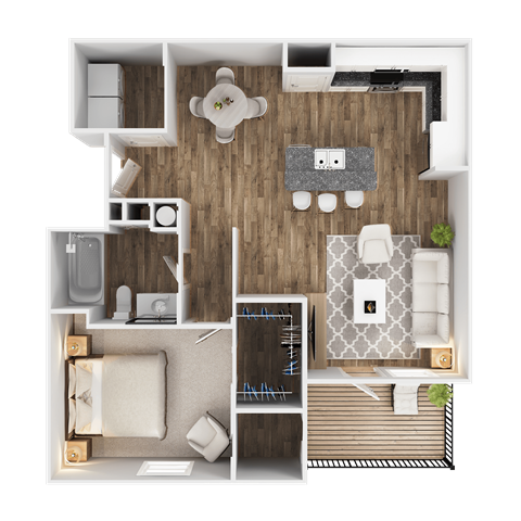 Floor Plan - 1 Bed 1 Bath