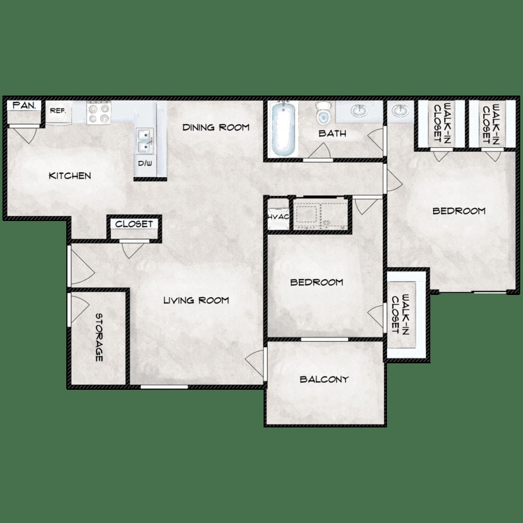 Floor Plan - 2 BR B-1A	