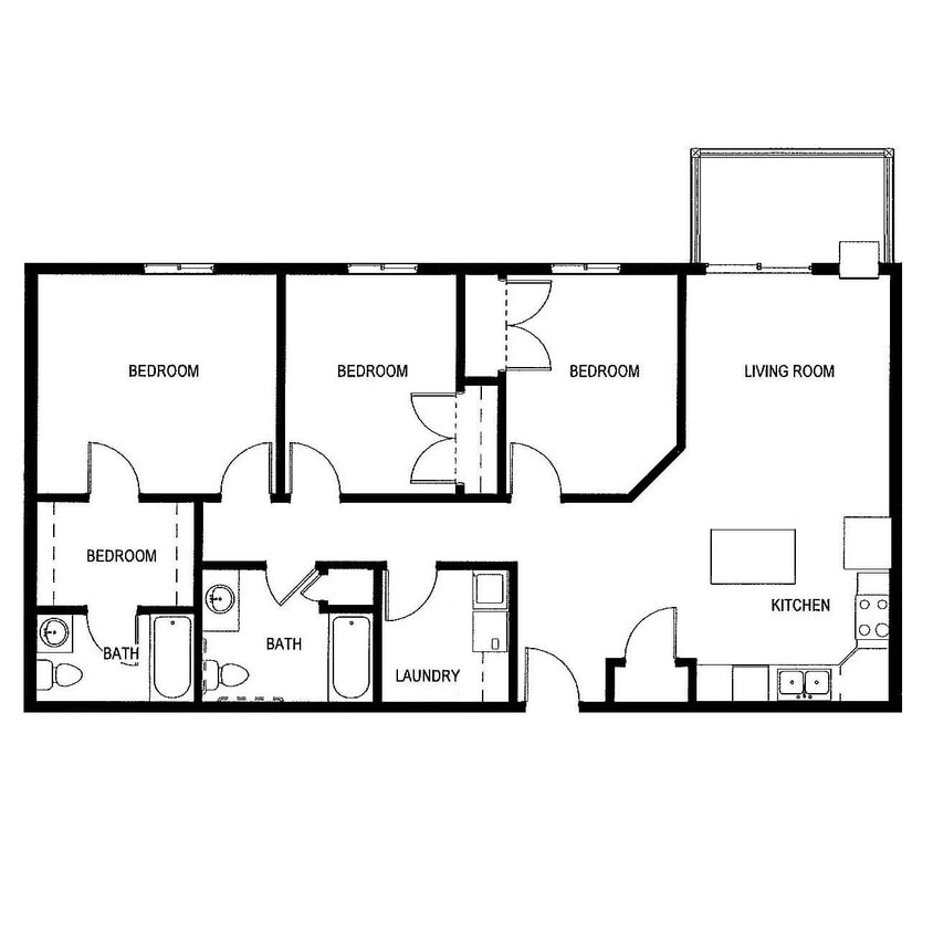 3 Bed , 2 Bath 1134 sq ft - 3 Bed 2 Bath