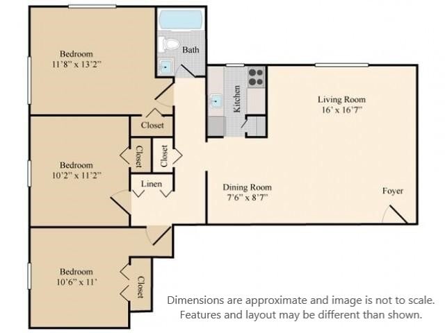 Floor Plan - 3Bed 1Bath