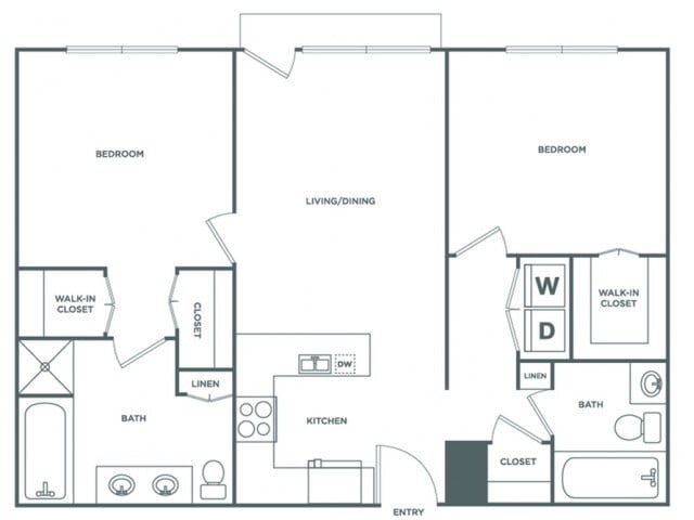 Two Bedroom Two Bath (1044 SF) - Two Bedroom Two Bath (1044 SF)